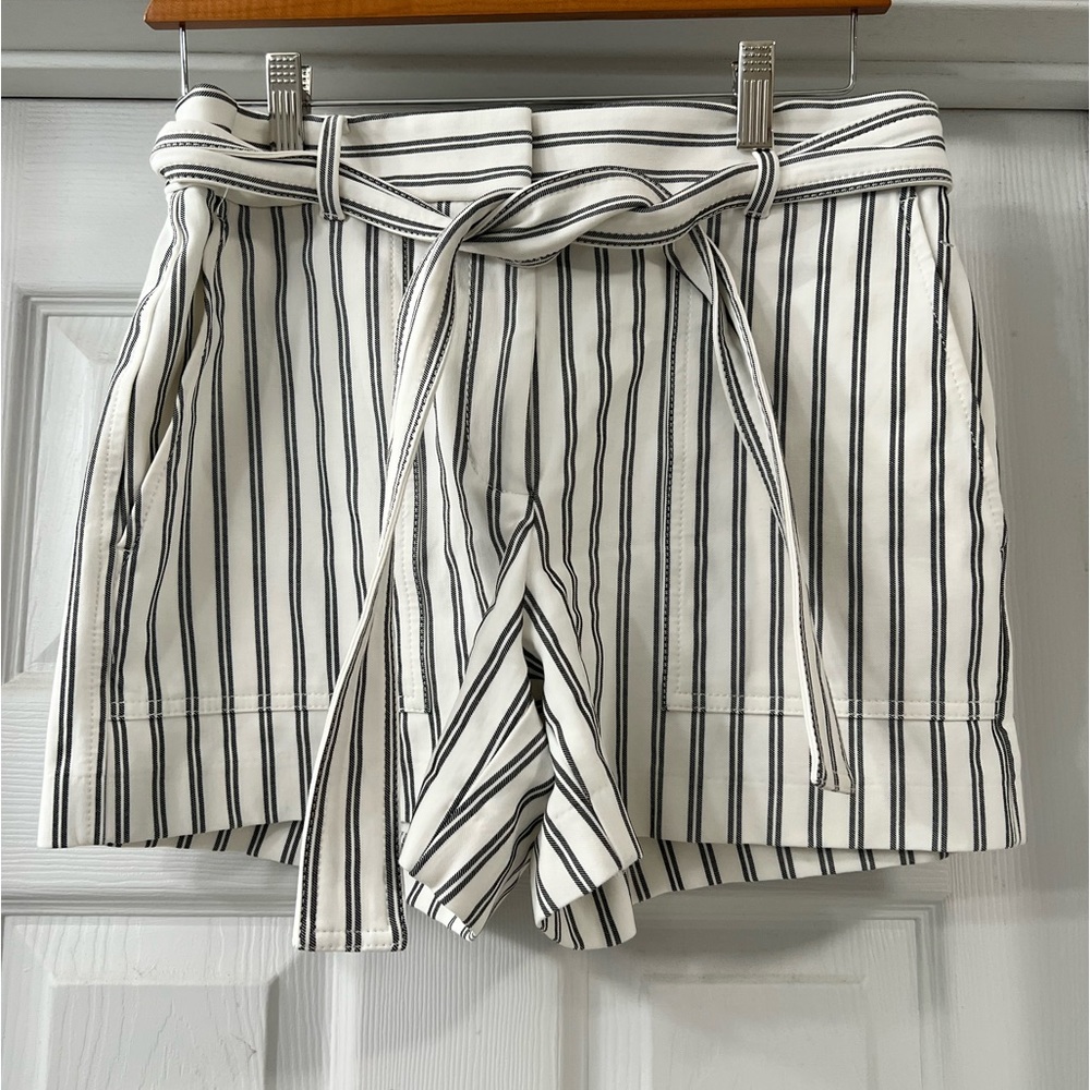 Ann Taylor Black and White Striped Women Shorts